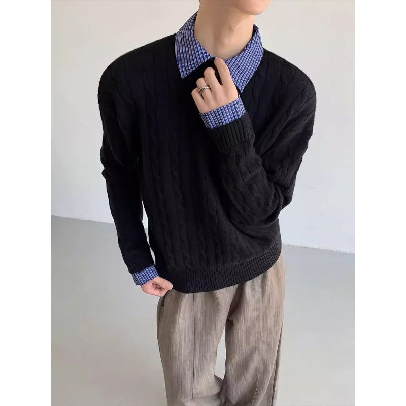 チェックシャツドッキングニット