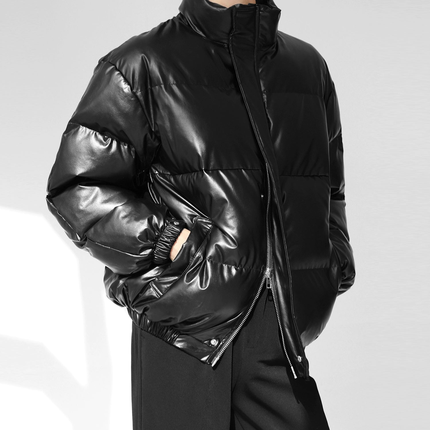 クラシックPUレザーパファーブルゾン