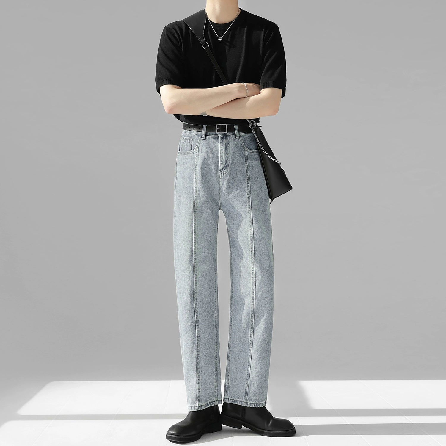 センターラインストレートデニム