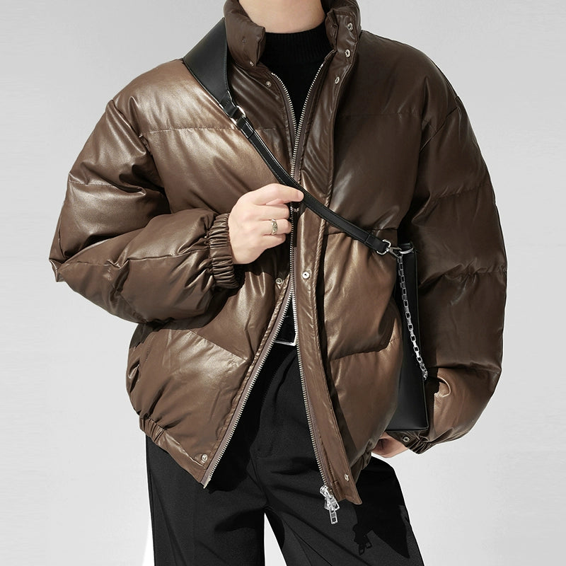 クラシックPUレザーパファーブルゾン