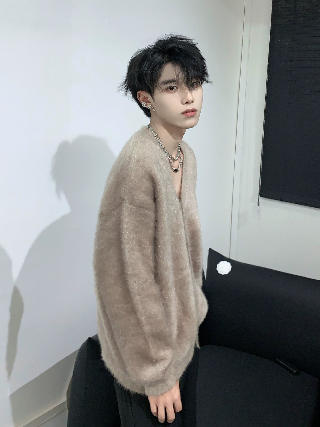 ラメシャギーニットカーディガン