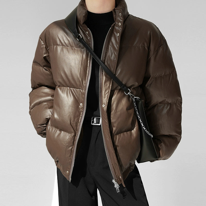 クラシックPUレザーパファーブルゾン