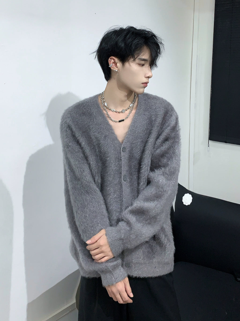 ラメシャギーニットカーディガン