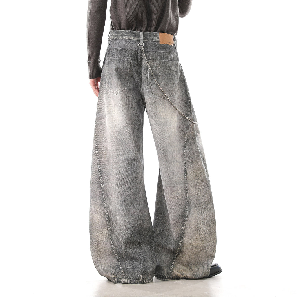 シャドーグラデーションカットワイドデニム