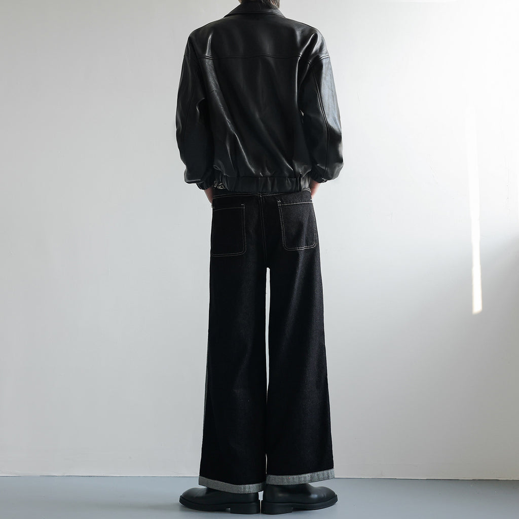 サイドアクセントワイドストレートデニム