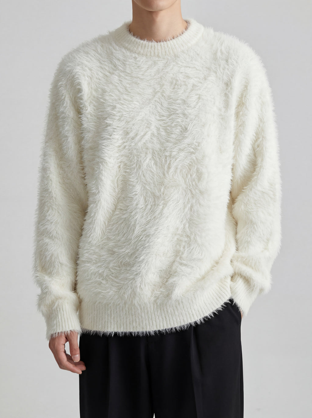 アッシュウェーブシャギーニット