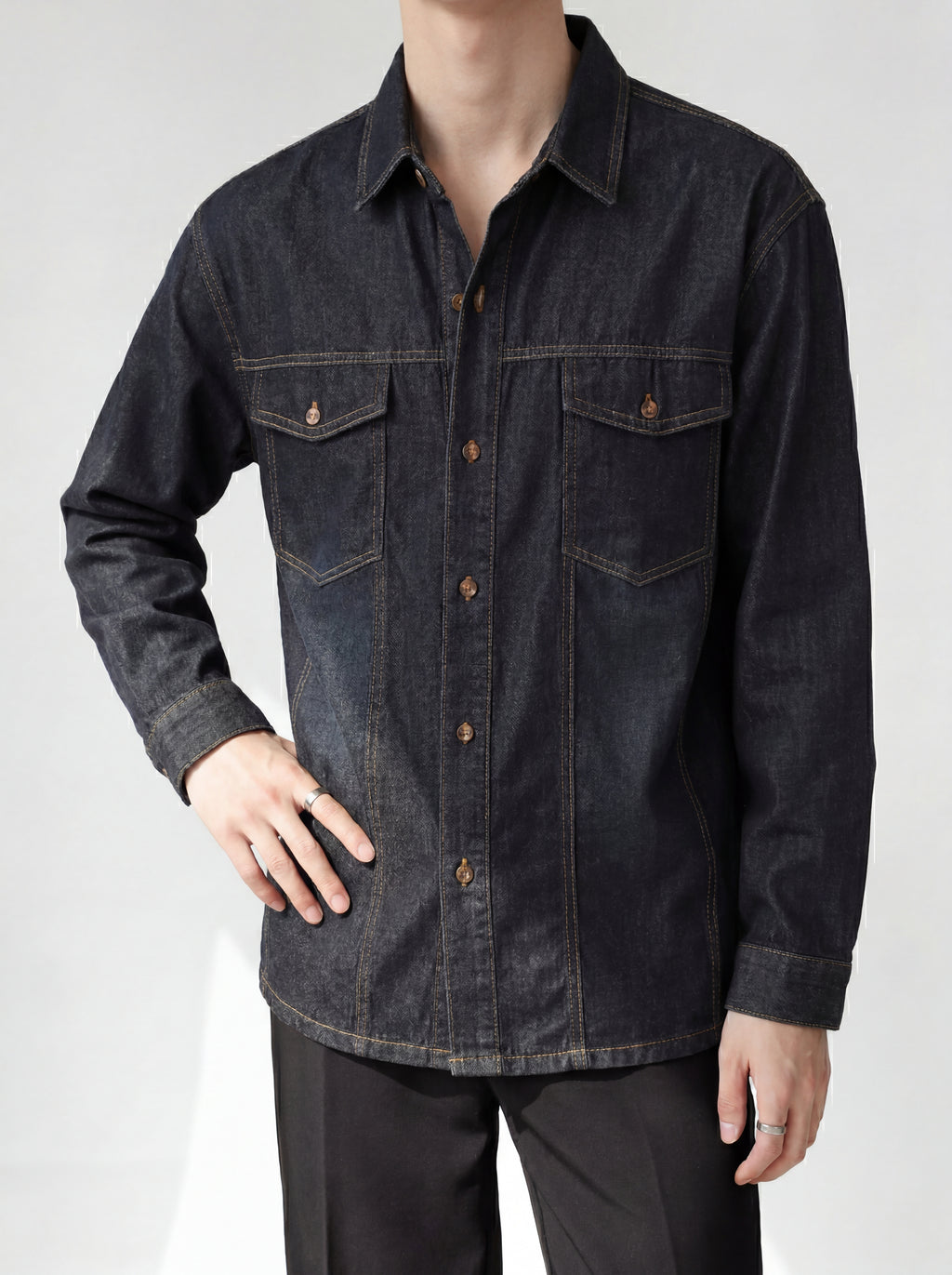 ダークチェックルーズシャツ