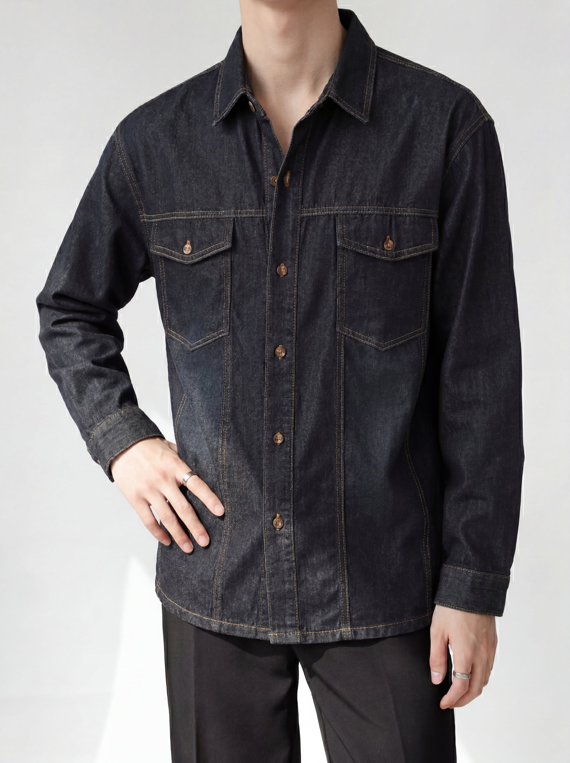 ダークチェックルーズシャツ